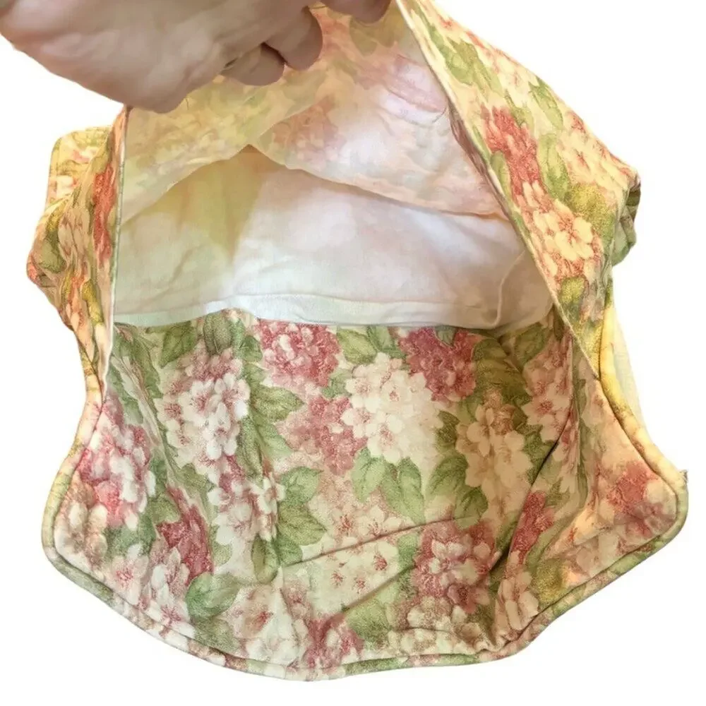 VTG Accent Pillowcase Square  14 x 14  Bougainvillea Flower  Pink Green Cream